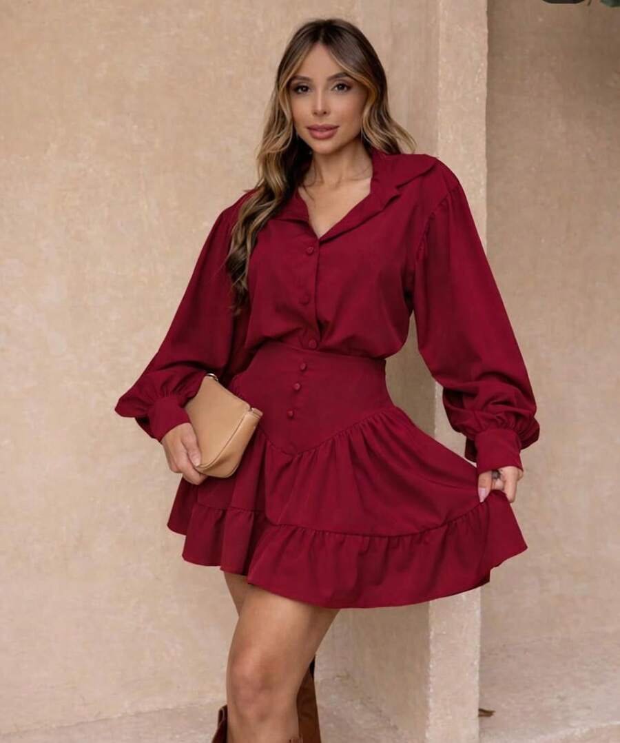 Red Dress with Organza Skirt