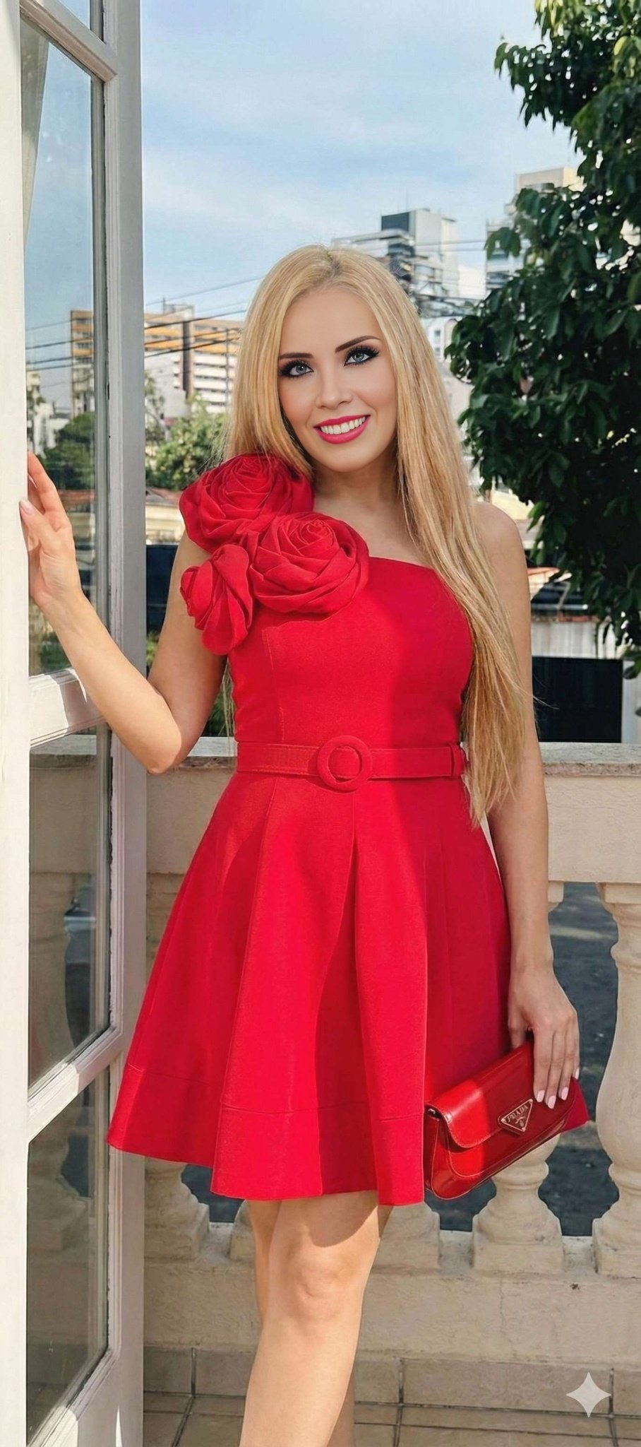 Red Romantic Dress Look